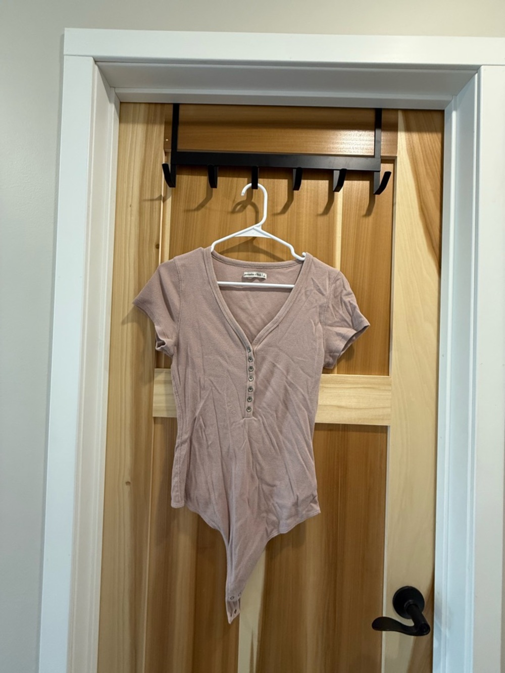 Abercrombie & Fitch Ribbed V-Neck Button Bodysuit